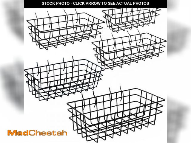 Lot 74-12302730 - 5-Piece Pegboard Baskets Set - Heavy Duty Peg Board Organizer Accessories Bin Set, Premium Black Met...