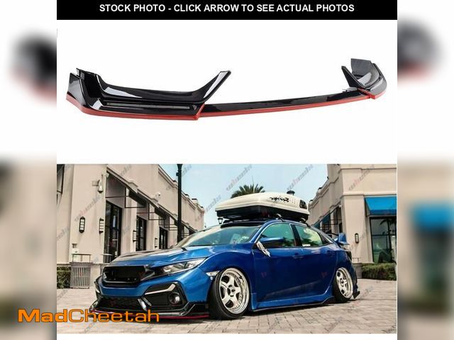 Lot 74-13697235 - WheelX Front Bumper Lip W/Light Compatible with 2016-2021 Honda Civic Hatchback &amp; Si, Red Line S...