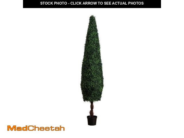 Lot 74-14355431 - Nearly Natural 8 ft. UV resistant Artificial Boxwood Topiary Cone Tree (Indoor/Outdoor) - UNUSED
