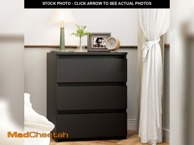 Lot 74-13042883 - Homfa 3 Drawers Nightstand, Small Sofa Table, Wooden Storage Cabinet for Living Room, Black Finish -...