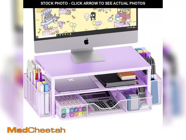 Lot 74-12311157 - OPNICE Desk Organizers and Accessories, 2-Tier Computer Monitor Stand Riser with Drawer and 2 Pen Ho...