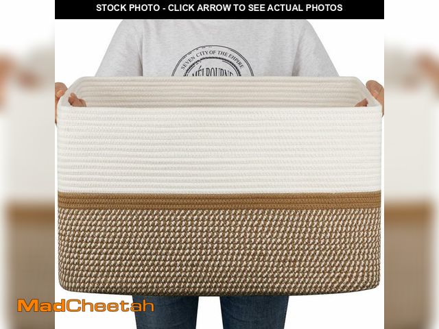 Lot 74-12704303 - OIAHOMY Large Blanket Basket, 22Ã¢â¬Âx17Ã¢â¬Âx12Ã¢â¬Â Rectangle Woven Baskets, Nursery Blanket...