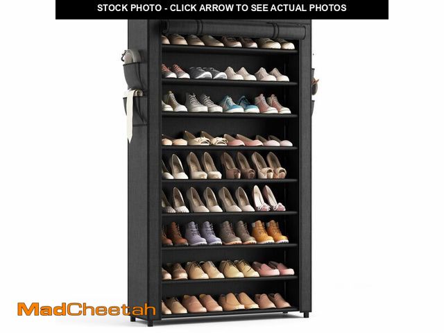 Lot 74-14382306 - LANTEFUL Shoe Rack with Covers - 10 Tiers Tall Shoe Rack Organizer Large Capacity Shoe Shelf Storage...
