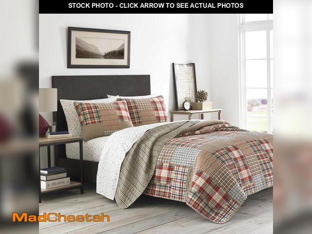 Lot 74-14266640 - Eddie Bauer - Queen Quilt Set with Shams, Reversible Cotton Bedding, Lightweight All-Season, Pre-Was...