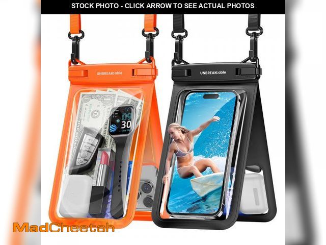 Lot 74-12314504 - UNBREAKcable IPX8 Waterproof Phone Pouch 2-Pack, Double Space Waterproof Phone Case for iPhone 15 16...