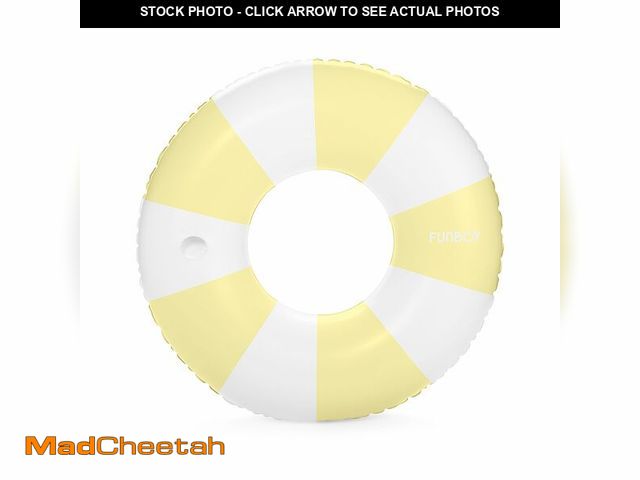 Lot 74-14047984 - FUNBOY Giant Vintage Yellow Stripe Inflatable Tube Pool Float with Cup Holder 48" | Large Pool Float...