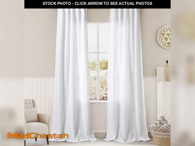 Lot 74-14274139 - White Linen Curtains38x84 inches Long for Living Room Back Tab Light Filtering Privacy Sheer Curtain...