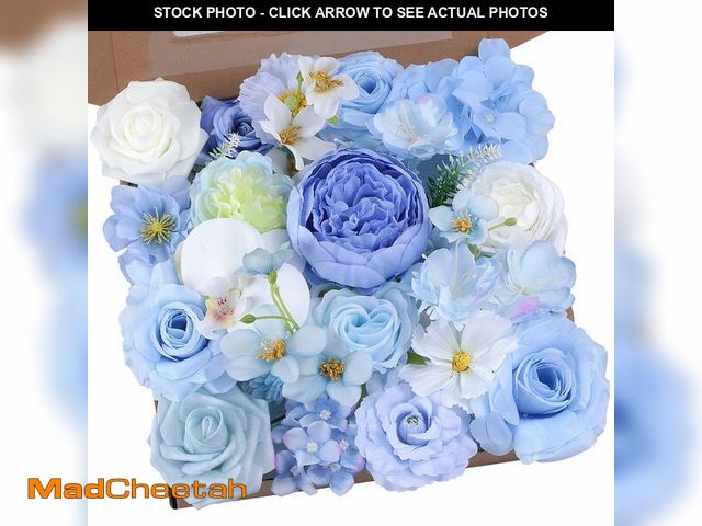 Lot 74-14299159 - Light Blue Artificial Flowers Combo Box Set Silk Roses Hydrangea Peony - UNUSED