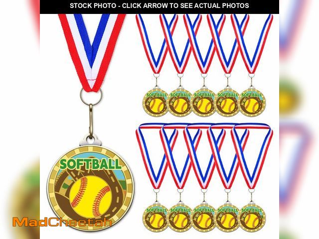 Lot 74-14301590 - Remuuly 20 Pcs Softball Medals Bulk 2 Inch Metal Awards Medal with Neck Ribbons Trophy Winner Team A...