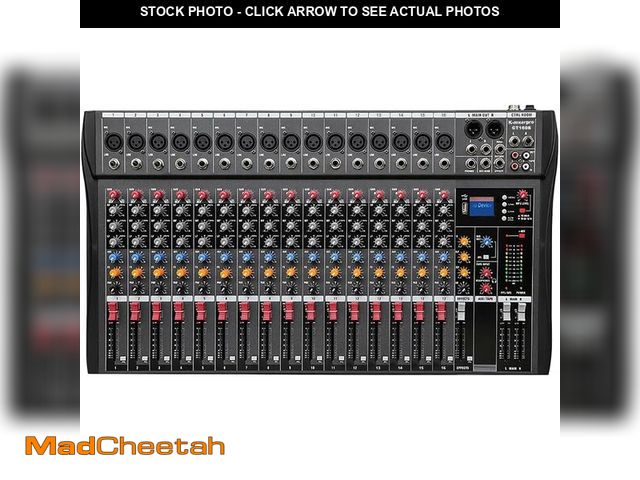 Lot 74-14307376 - (MISSING POWER CORD) 16 Channel Professional Audio Mixer Console Sound Board with 48V Phantom Power,...