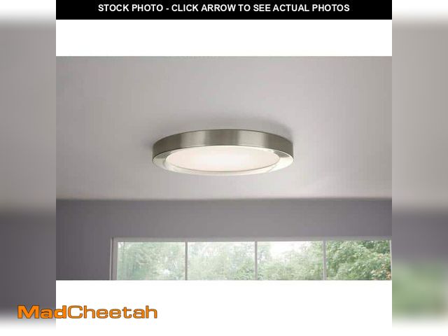 Lot 74-12557405 - Home Decorators Collection Calloway 15 in. Brushed Nickel Selectable LED Flush Mount - UNUSED