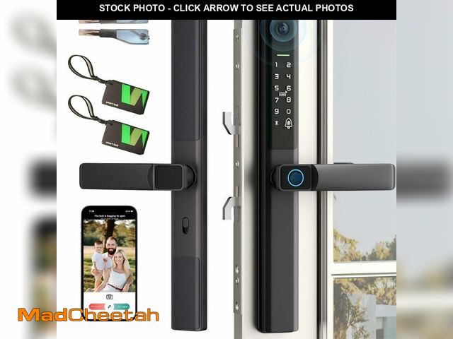 Lot 74-14272363 - Sliding Door Smart Lock with Handle Keyless Entry Sliding Door Lock with Fingerprint Code RFID Card ...