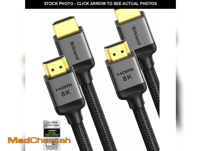 Lot 74-13996014 - Silkland 10K 8K HDMI 2.1 Cable Certified 2-Pack 6.6FT [4K@120Hz 144Hz, 8K@60Hz, 2K@240Hz] Ultra High...