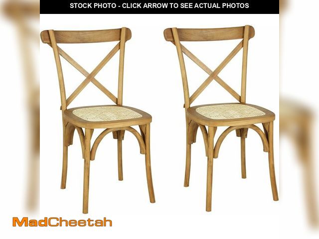 Lot 74-13041458 - JONATHAN Y DNG1001A-SET2 Cassis Classic Traditional X-Back Wood Rattan Dining Chair French Country, ...