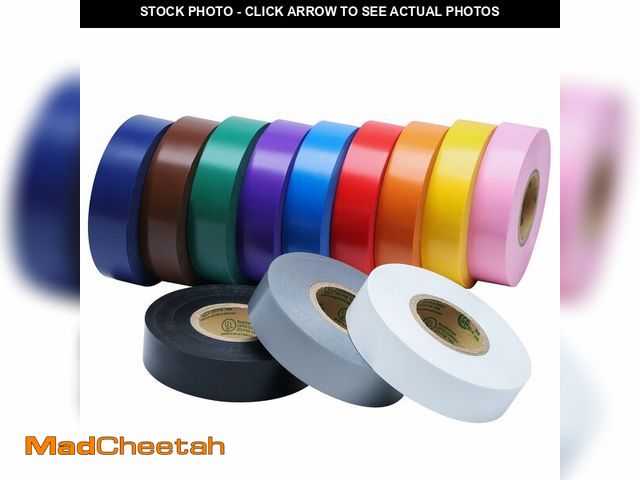 Lot 74-12714139 - Lichamp 12 Pack Colored Electrical Tape Waterproof, 3/4 in x 66ft, Industrial Grade UL/CSA Listed Hi...