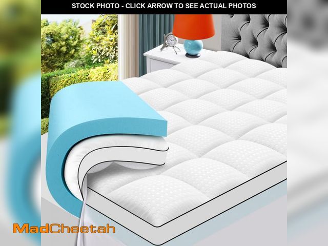 Lot 74-12489102 - MASVIS King Size Dual Layer 4 Inch Memory Foam Mattress Topper, 2 Inch Gel Memory Foam and 2 Inch Co...