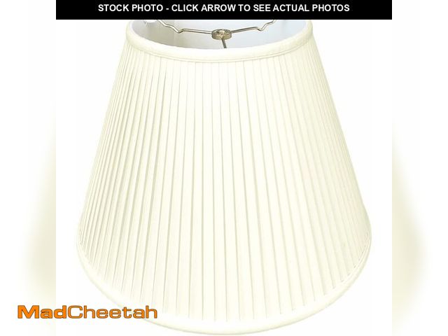 Lot 74-12829170 - Royal Designs Deep Empire Side Pleat Basic Lamp Shade, Eggshell, 8" x 14" x 11" (BS-728-14EG) - UNUS...