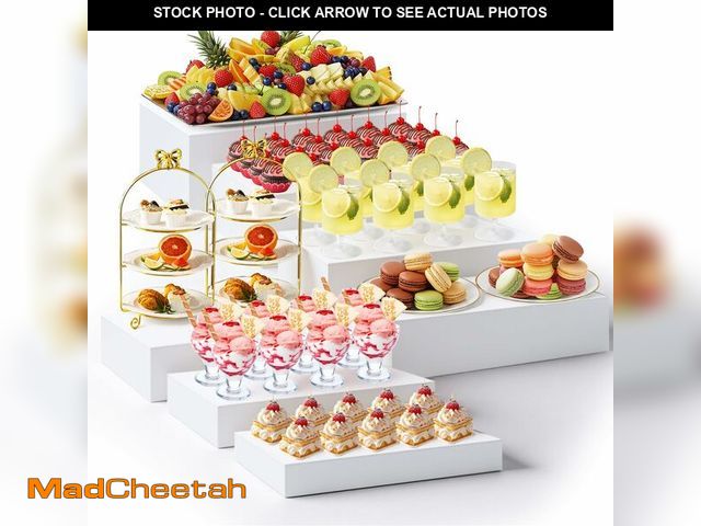 Lot 74-13951722 - Leinuosen 7 Pcs Extra Large Buffet Risers Set 10" to 16" Rectangle Acrylic Display Box Catering Dess...