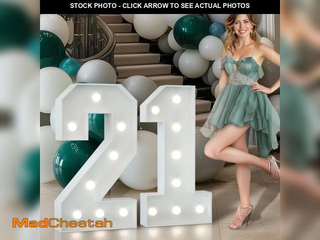Lot 74-11551564 - Imprsv Marquee Numbers 3 Feet Tall: Large 21st Birthday Decorations 3FT Light Up Numbers White Anniv...