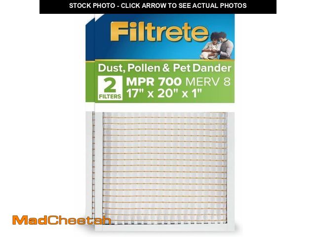 Lot 74-12365967 - Filtrete 17x20x1 AC Furnace Air Filter, MPR 700, MERV 8, Tough on Pollen, Easy on Airflow, 3-Month P...