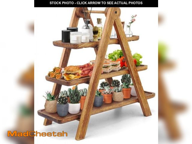 Lot 74-12050703 - Manspdier Wood 3 Tier Serving Tray Three Tiered Serving Stand, Rectangle Serving Platter Wooden Farm...