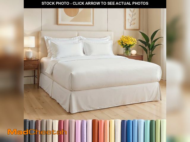 Lot 74-12441024 - Pleated Bed Skirt Queen Size - 3 Sided Pleated Bed Skirt Queen - Ultra-Soft, Easy Fit with 12 Inch T...