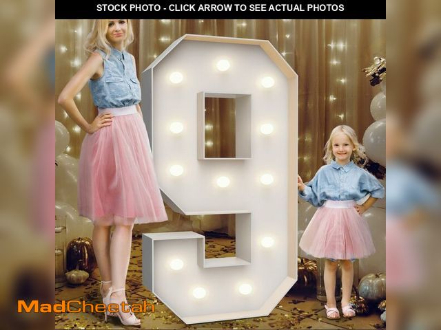 Lot 74-14044435 - 4FT Marquee Light Up Numbers 9,Party Decoration Large Marquee Light Up Letters with Weighted Water B...