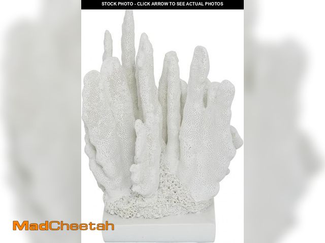 Lot 74-12510049 - Deco 79 Polystone Coral Decorative Sculpture Home Decor Statue, Accent Figurine 7" x 6" x 10", White...