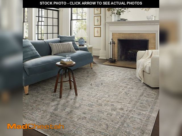 Lot 74-13073703 - Loloi Jean Stoffer Katherine Collection KES-03 Beige/Mist 5'-3'' x 5'-3'', .25" Pile Height, Round A...