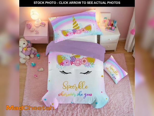 Lot 74-12888213 - Queen Size Rainbow Star Comforter Set for Girls Kids Colorful Unicorn Bedding Sets Blue Purple 3 Pie...