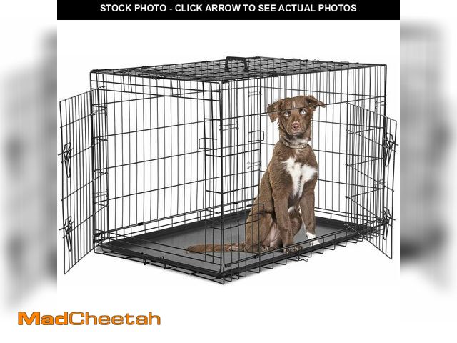 Lot 74-13382143 - Aidoly Dog Crate - Medium 36 Inch Double Door Portable Dog Cage, Metal Wire Pet Kennel with Secure L...