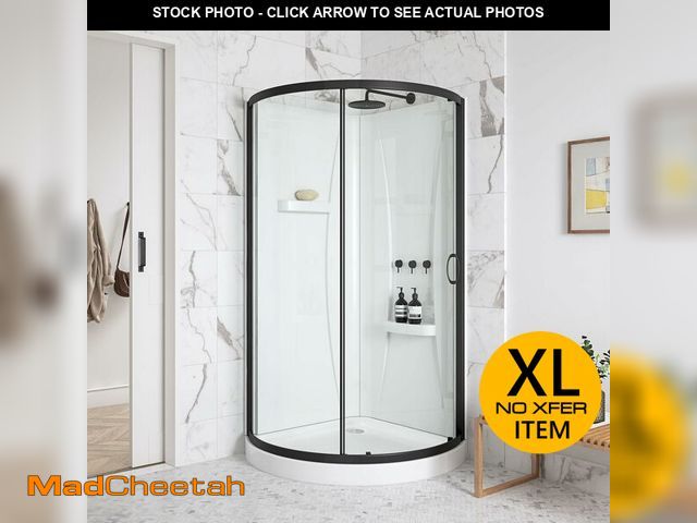 Lot 74-12689054 - (ONE PANEL ONLY,MISSING BASE)OVE Decors Breeze 36 in. Corner Shower Clear Wall  in Black Finish - UN...