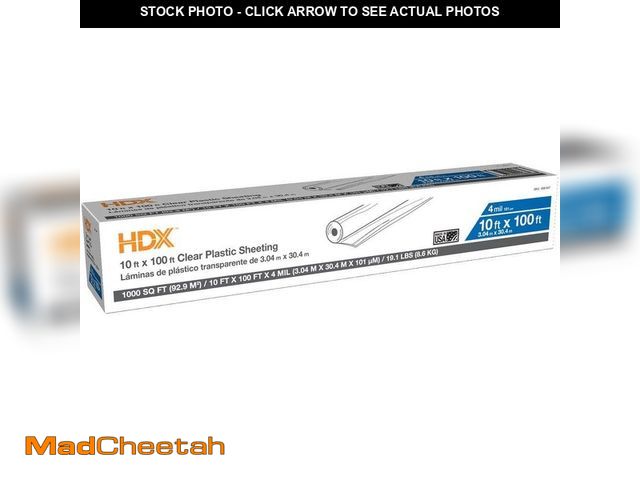 Lot 74-12691468 - HDX 10 ft. x 100 ft. Clear 4 mil Plastic Sheeting - UNUSED