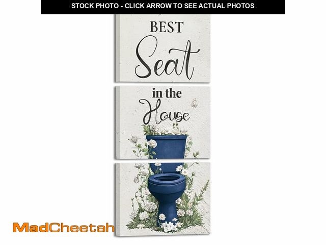 Lot 74-13574308 - sechars Best Seat in the House Wall Art Funny Bathroom Signs Pictures Painting Modern Blue Bathroom ...