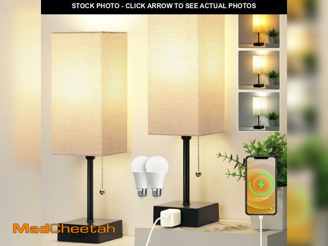 Lot 74-13565042 - 15'' Table Lamp for Bedroom set of 2,3-Color Bedside Lamps with Pull Chain Table Lamps for Night sta...