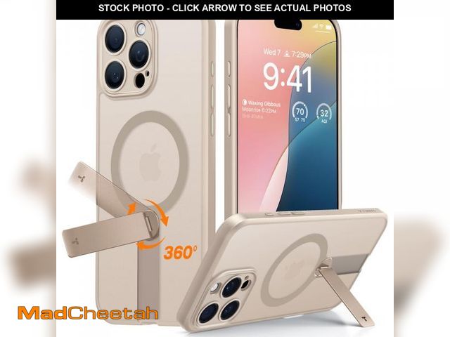 Lot 74-11557849 - TORRAS Desert Titanium 360degree Spin Stand Magnetic Case for iPhone 16 Pro Case with Full Camera Pr...