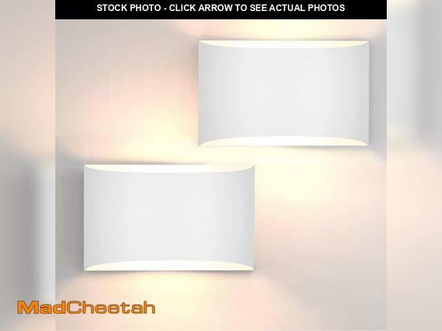Lot 74-13624877 - FOLKSMATE Modern LED Wall Sconces Set of 2, 3000K Warm White Up and Down Mount Light, White Hardwire...