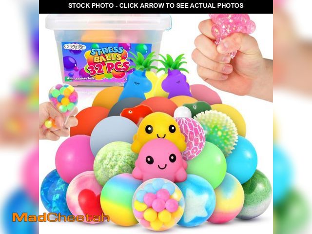 Lot 74-11557088 - Stress Balls Squishy Fidget Toys: OleOletOy 32 Pack Stress Balls for Adults, Squishy Ball Sensory To...