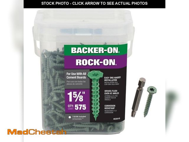 Lot 74-14602973 - Backer-On #9 x 1-5/8 in. Star Drive Serrated Head Cement Board Screws (575-Pack) 23515 - UNUSED