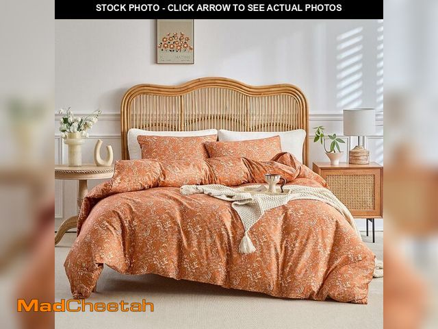 Lot 74-12695341 - AMWAN Burnt Orange Comforter Set Full 3 Piece, Botanical Bedding Comforter Set 1 Comforter with 2 Pi...