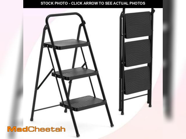 Lot 74-12158715 - Jocauto 3 Step Ladder  Folding Step Stool for Adults with Wide Anti-Slip Pedal  Sturdy Portable 3 St...