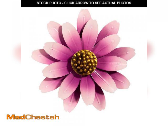 Lot 74-12424682 - Evergreen 13 in. x 13 in. Pink Metal Sunflower Wall Spinner Wall Sculpture - UNUSED