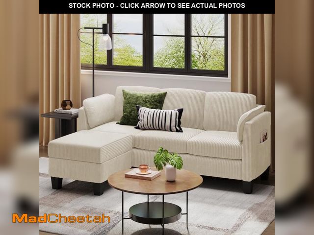 Lot 74-12490352 - Bestier Corduroy Sectional Sofa Couches for Living Room, L-Shaped Modular Small Couch Convertible 3 ...