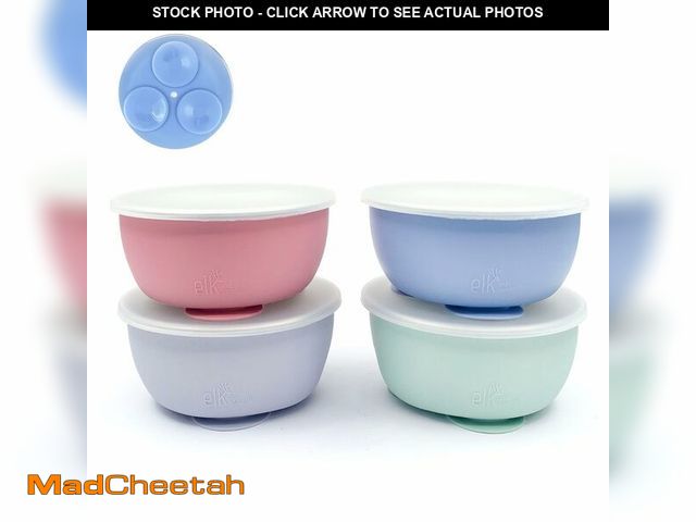 Lot 74-14146953 - Elk and Friends Stainless Steel Bowls with Silicone Sleeve for Babies &amp; Toddlers | Lids Included...
