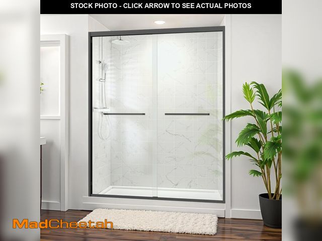 Lot 74-12273801 - 60 in. W x 72 in. H Sliding Shower Door, Semi-Frameless Double Sliding Glass Shower Door with 1/4 in...