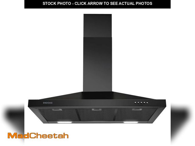Lot 74-13691469 - Black 36 inches, Stainless Steel Wall Mount Range Hood Black, Kitchen Hood Vent with Ducted/Ductless...