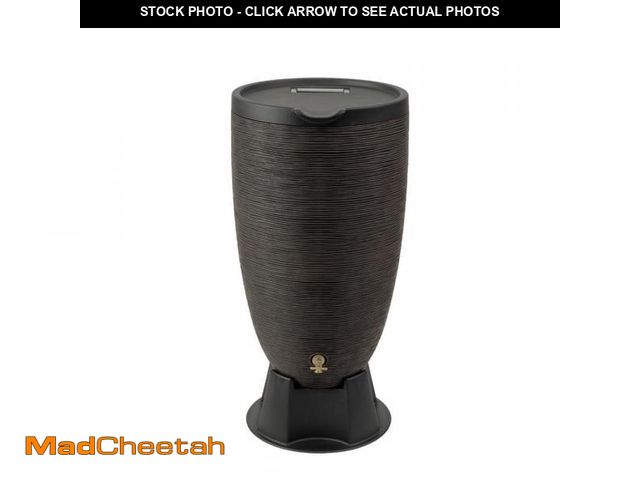 Lot 74-12492519 - RTS Home Accents 50 Gal. Newport Rain Barrel with Stand and Lid, Bronze Color - UNUSED