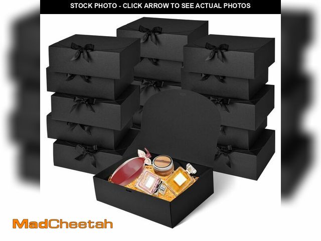 Lot 74-14215245 - WLUSEAXI 12Pack Black Gift Boxes with Lids, 12Ãâ9.8Ãâ3.1 Inch Groomsmen Proposal Box, Luxury B...