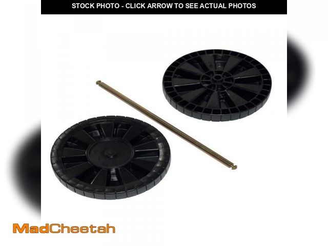 Lot 74-12463176 - (MISSING BAR FOR WHEELS) Toter Replacement Wheel Kit for 64 Gal. 2-Wheel Trash Can (ONLY WHEELS) - U...
