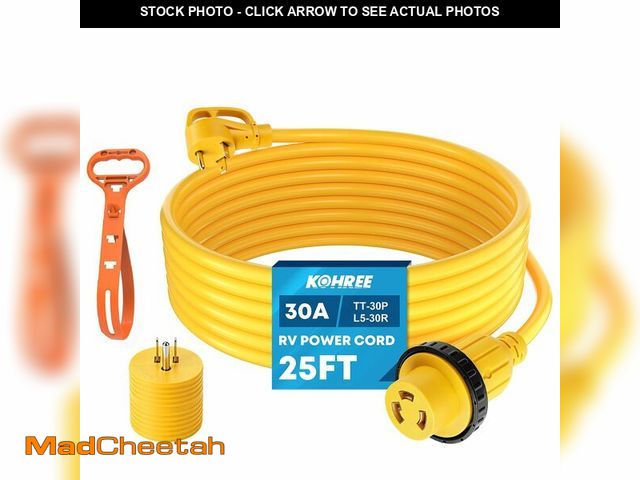 Lot 74-14269170 - Kohree 25ft RV Power Extension Cord 30 Amp Twist Lock RV Adapter Plug 30M/30F with RV Power Adapter ...